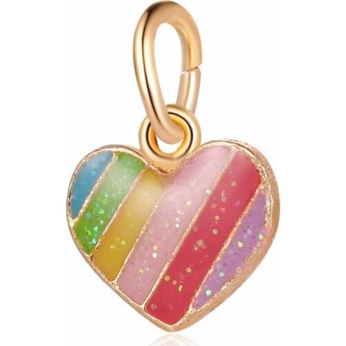 1Pcs New Pretty Rainbow Heart Pendant DIY Beads Suitable for Original Pandora Charm Bracelet Ladies Jewelry Making Gifts