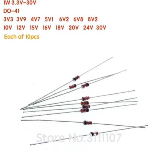 150PCS/LOT 1W 3.3V-30V DO-41 Zener diode kit component diy kit Stabilization 15 values*10 pcs=150pcs 100%New
