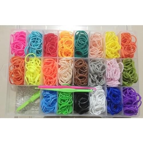 2200pcs Rubber Bands DIY Weaving Tool Box Creative Set Elastic Silicone Bracelet Kit Kids Toys for Children Girls Gift