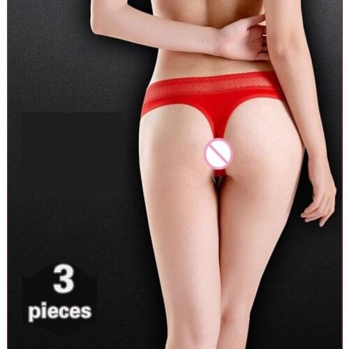 3 pcs Womens underpants cotton underwear Womens seamless underpants Womens lace shorts G-string women Sexy lingerie thong