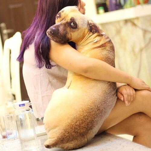 3D Cute Bend Dog Printed Throw Pillow Lifelike Animal Funny Dog Head Cosplay Children Favorite Toy Cushion for Home