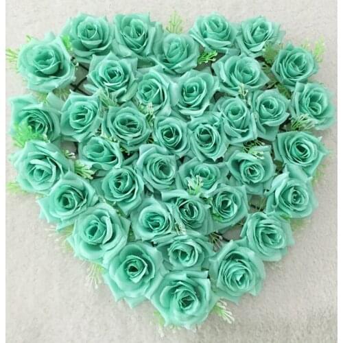 40*40cm Tiffany blue Heart Shaped Rose Hanging Wreath Flowers Garland for Home Door Wall Decor Wedding Car Decoration Flowers