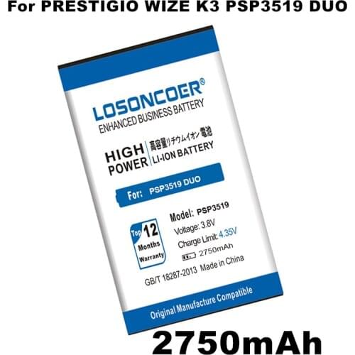 LOSONCOER 2750mAh PSP3519 DUO Batteries For Prestigio Wize K3 3519 PSP3519DUO PSP 3519 PSP3519 DUO Phone Battery+Quick Arrive