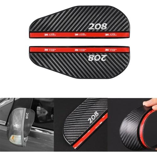 2pcs Black Car Rearview Mirror Rain Water Rainproof Eyebrow Cover Side Shield for Peugeot 208