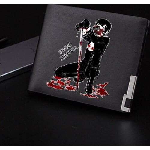 Black Money Bag Anime Printed Pu Leather Short Wallet Luminous Purse ID Card Holder Gift for Teens Men Women Students