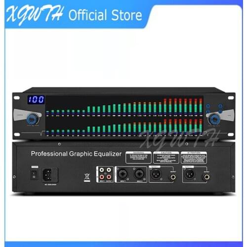 Dual 31 Band Digital Equalizer with Compression Function Stage Performance Meeting DJ High Midrange Bass Adjustment EQ Equalizer