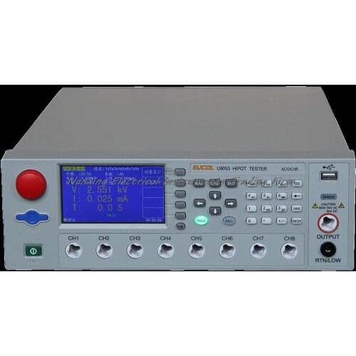 Eucol U9053 8-Channel Hipot Tester AC:5kV, DC: 6kV, AC 30mA,DC 10mA Insulation resistance test:0.1-10G OHMS
