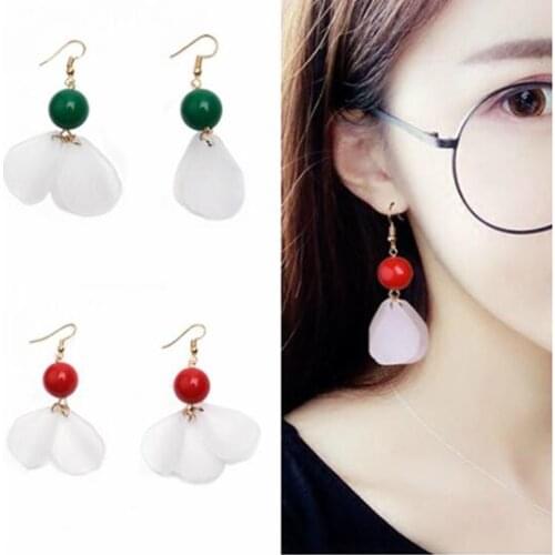 Ex550 Korean version fashion simple sweet temperament Scrub petal imitation pearl earrings Womens Jewelry 1 pair
