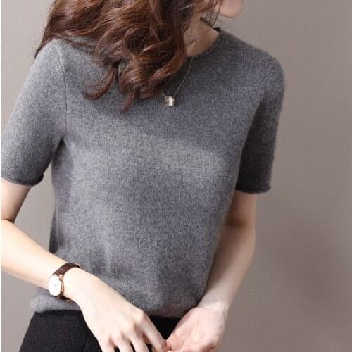 Turtleneck T-shirt women 2021 spring and summer new casual round neck sweater solid color slim plus size top Korean sweater