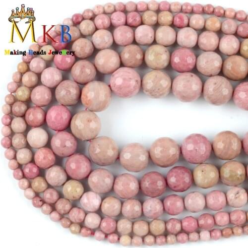 Faceted Red Rhodonite Jaspers Beads Natural Stone Beads for Jewelry Making Diy Bracelet Necklace Accessories 15" 4/6/8/10/12mm