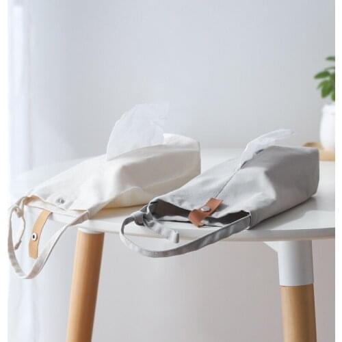 Portable Canvas Tissue Case Wall Mount Napkin Paper Pouch Kitchen Bedroom Living Room Car Towel Wet Wipes Storage Bag Home Decor