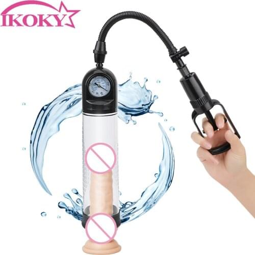 IKOKY Penis Pump Enlargement With Pressure gauge Sex Toys For Men Male Masturbation Vacuum Pump Delayed Ejaculation Extender