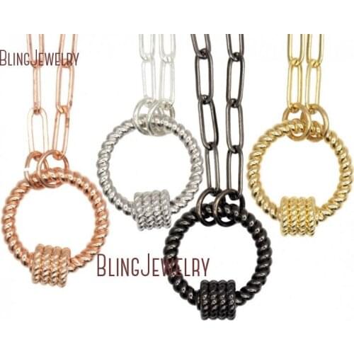 Infinity Kama Twisted Circle Necklace Screw Clasp Necklace Carabiner Lock Necklace Gold Filled Paper Clip Chain Necklace NM32821