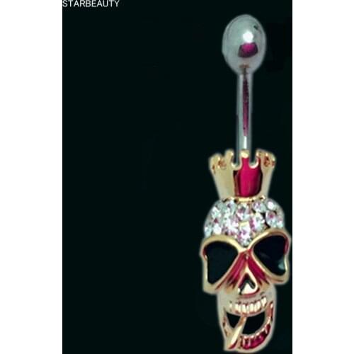 Royal Crown Smoking Skull Belly Button Ring Summer Body Piercing Navel Ring, Sexy Smile Punk Perforacion Pircing Penetrante