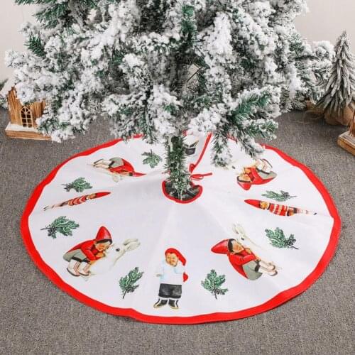 Boys Girls Rabbit Cute Print Christmas Tree Skirt Cover Floor Mat Carpet Festival Party Photo Props Decor