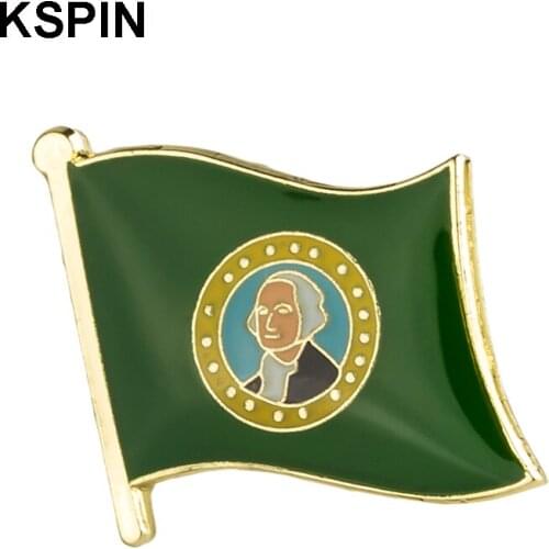 Metal Badge USA American Washington State Flag Pin Lapel Pin Brooch for Women/Man Clothing 10pcs