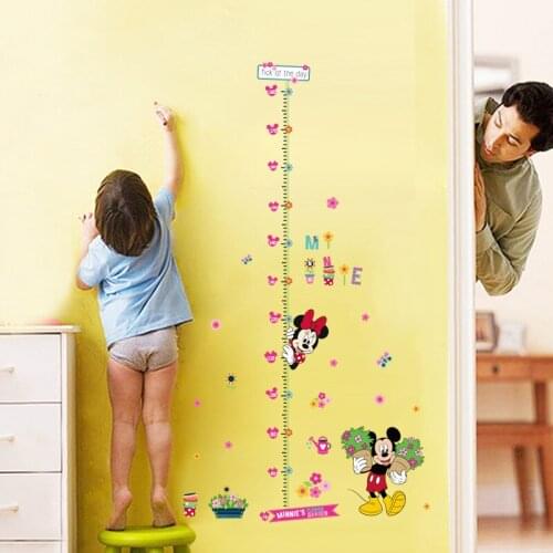 Cartoon Disney Minnie Mickey Growth Chart Wall Stickers For Kids Room Home Decoration Height Measure Decals Pvc Mural Art Poster