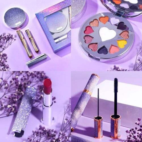 Cosmetic makeup set lipstick eye shadow mascara full set for beginner stars make up sets cosmetics full set essential blend