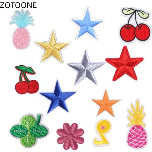 ZOTOONE Star Patch for Clothing Iron on Cherry Patches Heat Transfer DIY Embroidery Pineapple Badge Stripe on Clothes Applique E