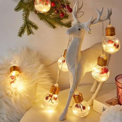 Newest Christmas LED Fairy Lights Light String Street Garland Festoon Light Christmas Tree Red Cone Pine Needle Bulb Lamp 2021