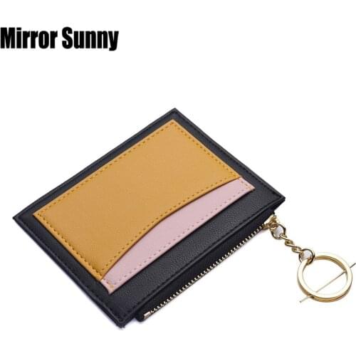 New PU Small Purse Female Short Collision Color Leather Credit Bank ID Card Holder Wallet for Men Women Simple Money Case Change