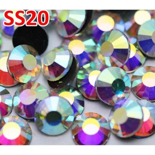Wholesale 76lots Quality SS20 Crystal AB Hot Fix 4.8mm Rhinestone Flatback Glue Strass Trims For Clothing Boots Bags