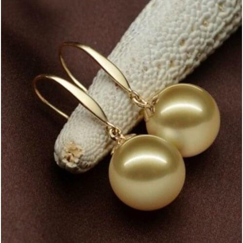 Wholesale good hj 00322 charmingh south sea a pair of 10-11mm gold pearl earringLuxury Ms. girl Wedding