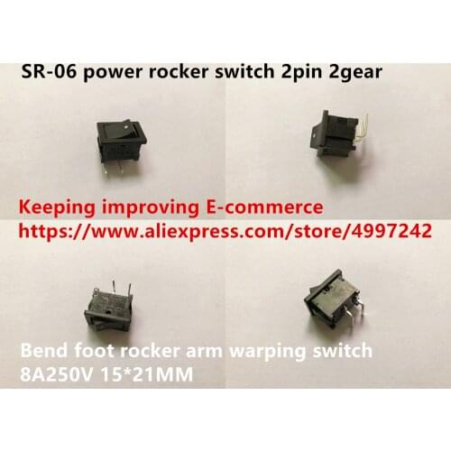 Original new 100% SR-06 power rocker switch 2pin 2gear bend foot rocker arm warping switch 8A250V 15*21MM