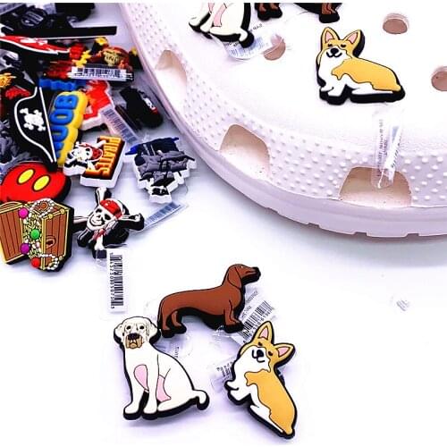 Original Animals Shoe Charms PVC Cute Pet Dog Deaigner Shoe Decorations Sandals Accessories for Croc JIBZ Kids Party Gifts F09AL