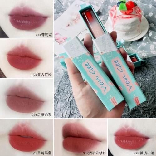 Von Gee velvet matte lip gloss pigment for women cosmetic makeup long lasting waterproof sexy red nude liquid lipstick AC241