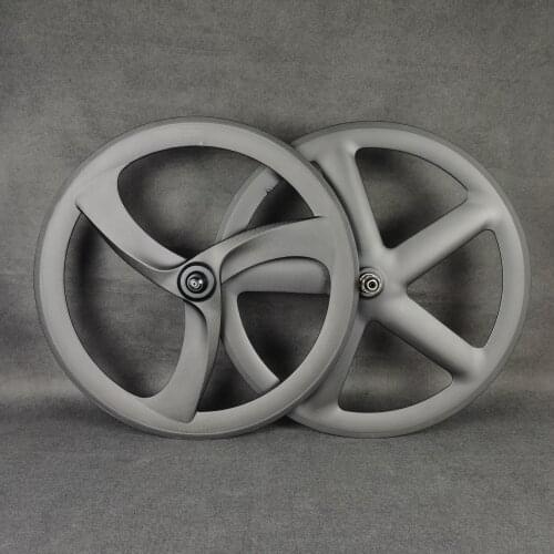 700C full carbon wheels front 3-spokes rear 5-spokes track/road bike 3k Matte wheelset clincher/ tubular carbon wheels