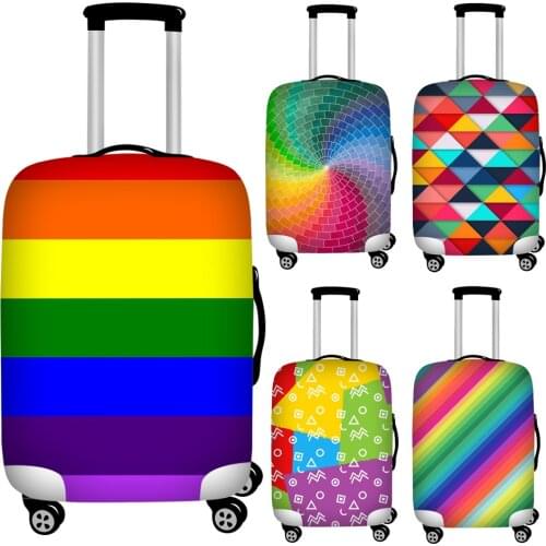 Twoheartsgirl Colorful Rainbow Color Luggage Protective Dust Covers Elastic 18 to 32inch Travel Suitcase Cover Trolley Covers
