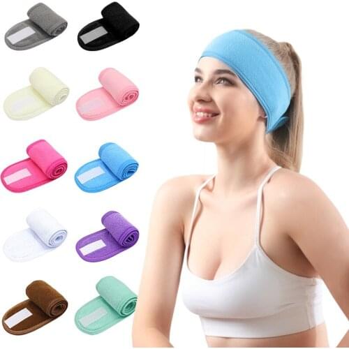 2021 adjustable wide hair band solid color yoga sports bath makeup wash face makeup headband female ladies makeup accessories