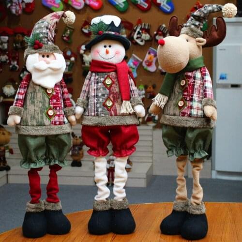 Christmas Decorations for Home Retractable Standing Figures Dolls Christmas Tree Decoracion Elk Santa Claus Snowman Decorative