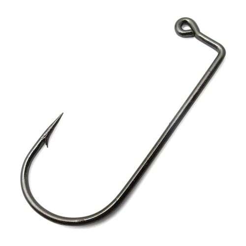 50pcs 9147 High Carbon Steel Fishing Hook Black Barbed 90 Degree Aberdeen Offset Jig Fishing Hooks Size 8#-6/0