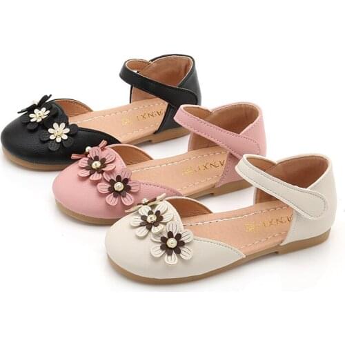 Newest Summer Kids Shoes Fashion Leathers Sweet Children Sandals Girls Toddler Soft Non-slip Flowers Casual Performance Shoes