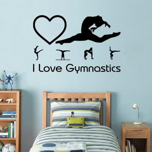 I Love Gymnastics Wall Sticker Gymnastics room Gymnastics room Wall Stickers Vinyl Removable FM-21