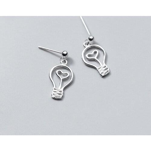 MloveAcc Genuine 925 Sterling Silver Retro Lamp Bulb Drop Earrings for Women Engagement Femme Brincos Jewelry Accessories