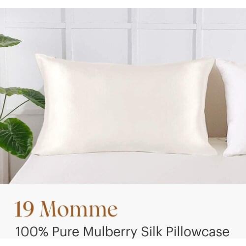 100% Silk 19 Momme Silk Mulberry 1Piece Pillowcase With Hidden Zipper Pure Color Good For Healthy Standard Queen King Pillowcase
