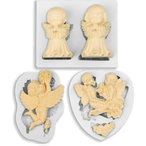 Angel Hand Soap Silicone Mold Roses Bless Flower Fairy Baby Girl Boy Chocolate Cake Mold 3D Soap Making Supplies