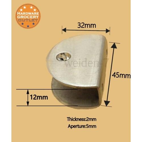 Glass 45mm Stainless Steel Semi-Circle Design Clamp Clip 1pc Stainless Steel Half Round Glass Clamp Clip Silver Tone