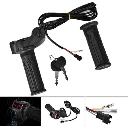 24/36/48/60/72V LED Digital Meter Electric Bike Scooter Throttle Grip Handlebar with Power Switch LED display BicycleAccessories