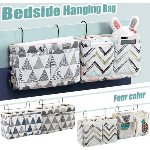 Fabric Bedside Storage Hanging Bag Storage Bag Bedside Pockets Gadget Storage Holder Book Bed Organizer Couch Hanging Bag
