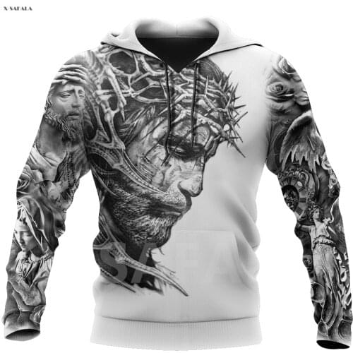 God Jesus Christian Tattoo Pattern Eagle 3D Over Printed Hoodie Man Women Unisex Outwear Zipper Pullover Sweatshirt Casual