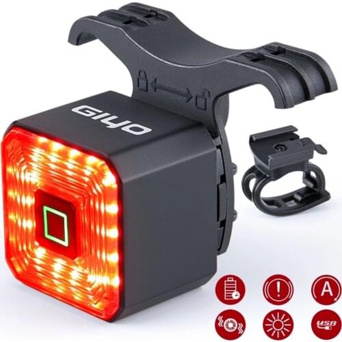 Smart Bicycle Light Rear Taillight USB Charging Bike Warning Light Flashlight Signal Auto Brake Lamp Cycling LED Safety Lantern