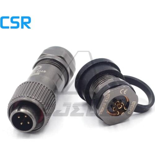 WEIPU ST12 series 4pin waterproof connector IP68 plug and socket 12mm Panel Mount Connector