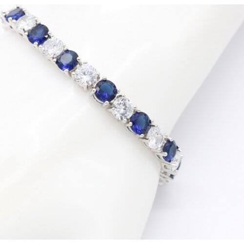 New Fashion Silver Color Bracelet For Women Superior Blue Zirconia Adjustable Link Chain Bracelet Length 19cm