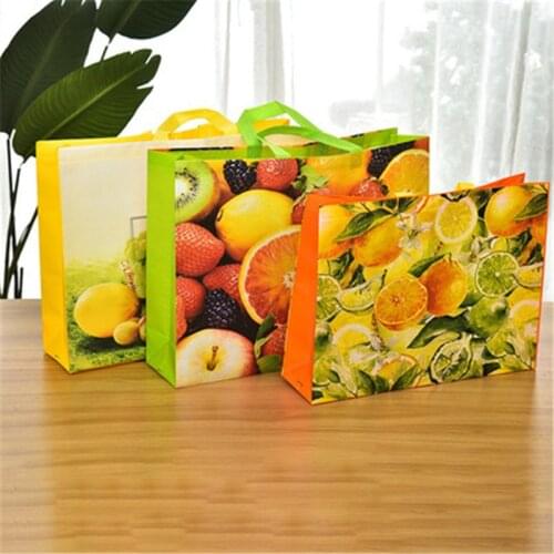 12PC Multi-use DIY Gift Bag Tote Bags Fruit Theme Non-woven Treat Bags with Handle Storage Shopping Bag Christmas 2021