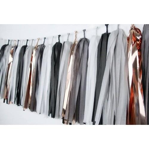 20pcs 2019 Fashion Modern Marble Tassel Garland Tail Black White Gray Rose Gold Wedding Bridal Birthday Party Bachelorette Decor