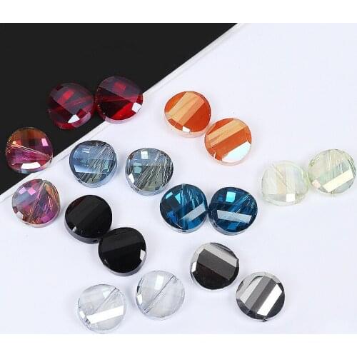 50 PCS 14mm Fashion Round Crystal Bead Hole Beads Pendant Connectors Charm For Jewelry Making